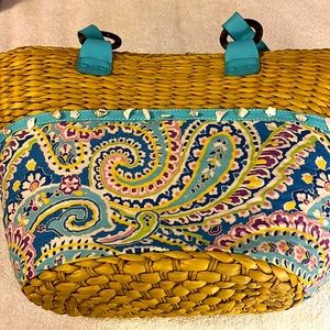 Capri Blue Straw Beach Tote